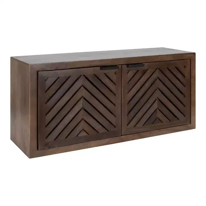 Meuble haut 2 portes 76x25x36 cm | Bois naturel, aucun assemblage requis