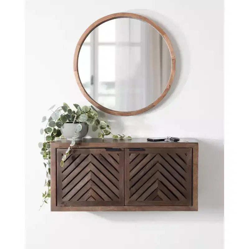 Meuble haut 2 portes 76x25x36 cm | Bois naturel, aucun assemblage requis