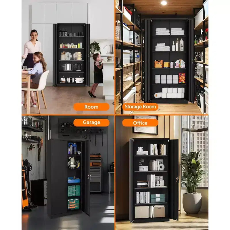 Armoire de rangement en métal de 180 cm | Portes verrouillables, 4 étagères réglables, Robuste