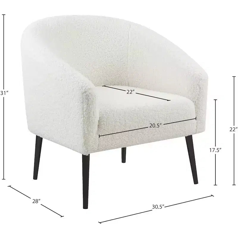 Fauteuil d'appoint en fausse fourrure de mouton blanche Barlow | Sièges de salon de luxe