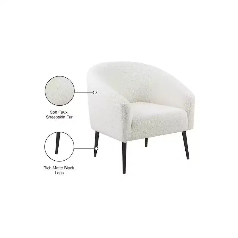 Fauteuil d'appoint en fausse fourrure de mouton blanche Barlow | Sièges de salon de luxe
