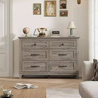 Commode autonome en bois à 6 tiroirs de 119 cm de large | Meuble de rangement pour placard