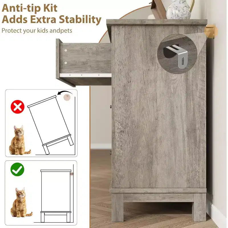 Commode autonome en bois à 6 tiroirs de 119 cm de large | Meuble de rangement pour placard