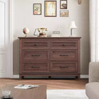 Commode autonome en bois à 6 tiroirs de 119 cm de large | Meuble de rangement pour placard