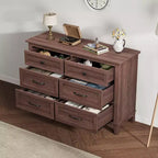 Commode autonome en bois à 6 tiroirs de 119 cm de large | Meuble de rangement pour placard