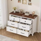 Commode autonome en bois à 6 tiroirs de 119 cm de large | Meuble de rangement pour placard
