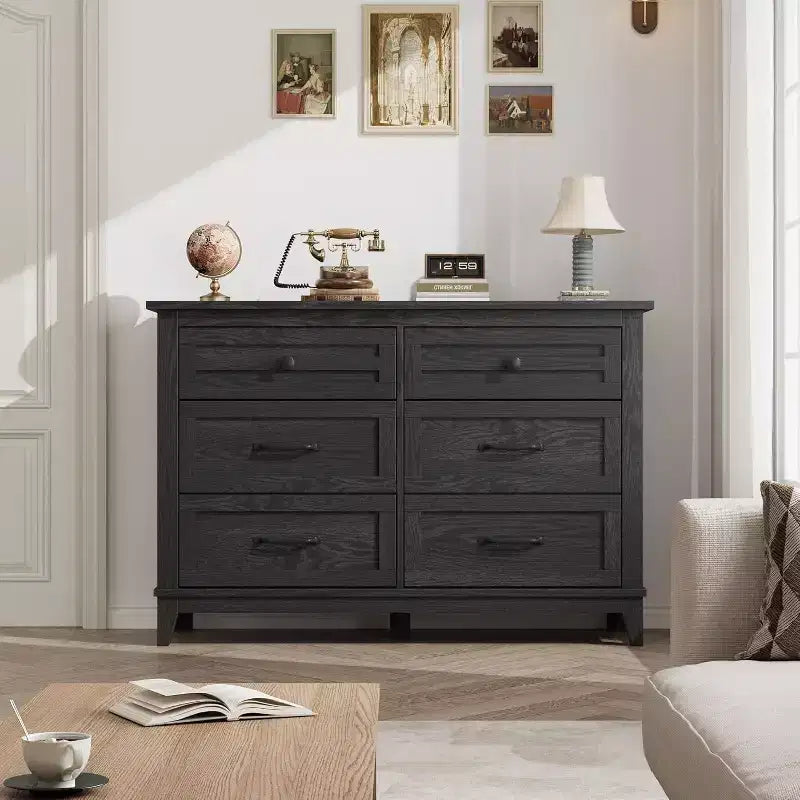 Commode autonome en bois à 6 tiroirs de 119 cm de large | Meuble de rangement pour placard
