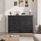 Commode autonome en bois à 6 tiroirs de 119 cm de large | Meuble de rangement pour placard