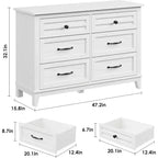 Commode autonome en bois à 6 tiroirs de 119 cm de large | Meuble de rangement pour placard