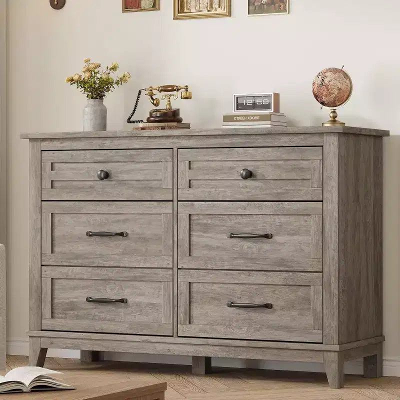 Commode autonome en bois à 6 tiroirs de 119 cm de large | Meuble de rangement pour placard