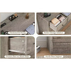Commode en bois 12 tiroirs de 61 po | Glissières métalliques, haute commode moderne pour chambre à coucher