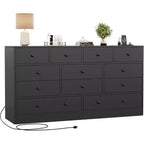 Commode en bois 12 tiroirs de 61 po | Glissières métalliques, haute commode moderne pour chambre à coucher
