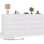 Commode en bois 12 tiroirs de 61 po | Glissières métalliques, haute commode moderne pour chambre à coucher