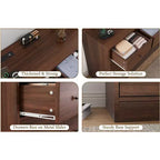 Commode en bois 12 tiroirs de 61 po | Glissières métalliques, haute commode moderne pour chambre à coucher