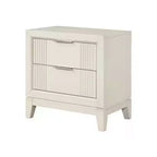 Table de chevet 2 tiroirs 27" | Table de chevet en bois massif blanc antique