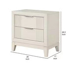 Table de chevet 2 tiroirs 27" | Table de chevet en bois massif blanc antique