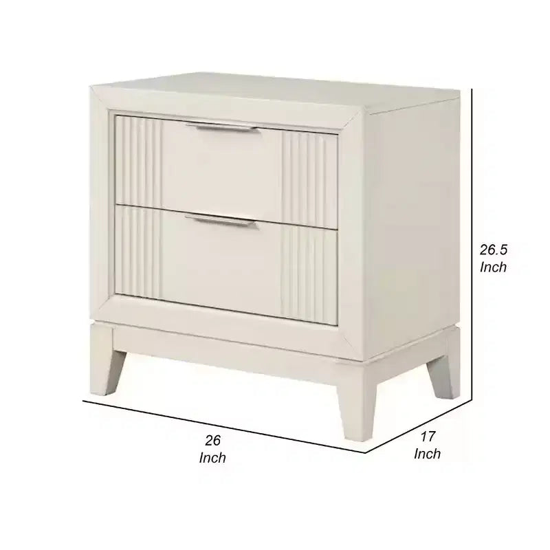 Table de chevet 2 tiroirs 27" | Table de chevet en bois massif blanc antique