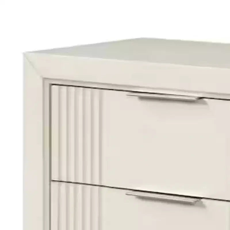 Table de chevet 2 tiroirs 27" | Table de chevet en bois massif blanc antique