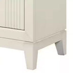 Table de chevet 2 tiroirs 27" | Table de chevet en bois massif blanc antique