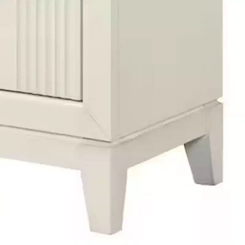 Table de chevet 2 tiroirs 27" | Table de chevet en bois massif blanc antique