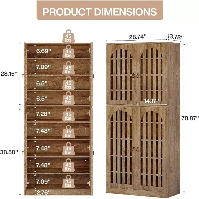 Meuble de rangement pour chaussures de 180 cm de haut | 9 niveaux, 27-36 paires, étagères amovibles