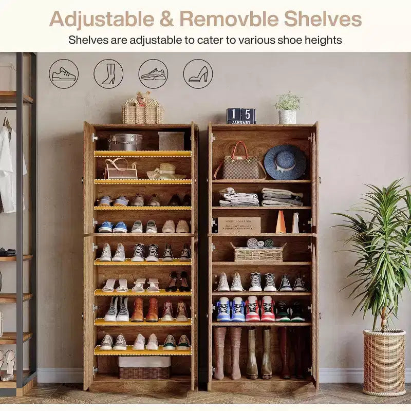 Meuble de rangement pour chaussures de 180 cm de haut | 9 niveaux, 27-36 paires, étagères amovibles