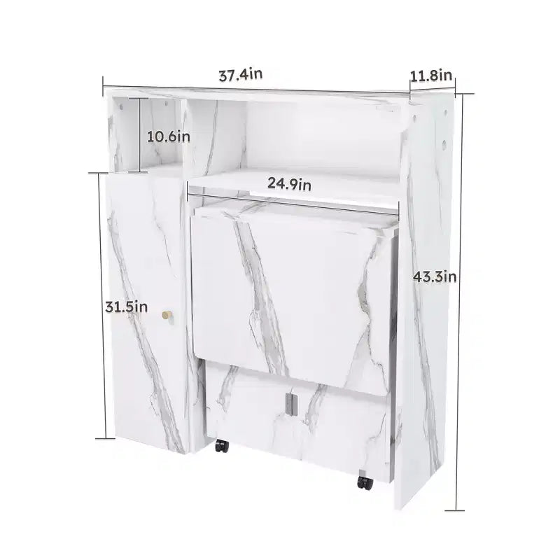 Table à manger pliable multifonctionnelle de 95 cm avec roulettes | 4 places, rangement