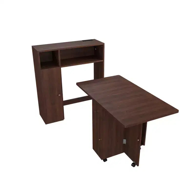 Table à manger pliable multifonctionnelle de 95 cm avec roulettes | 4 places, rangement
