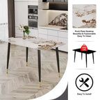 Table à manger rectangulaire moderne 127 cm | Plateau en pierre frittée, blanc