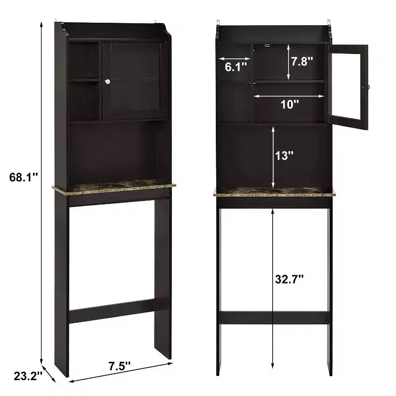 Meuble de rangement WC | 4 niches et étagères réglables, optimise l'espace