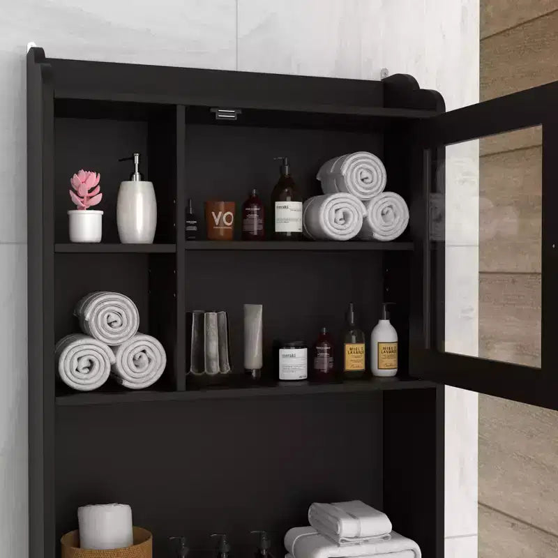 Meuble de rangement WC | 4 niches et étagères réglables, optimise l'espace