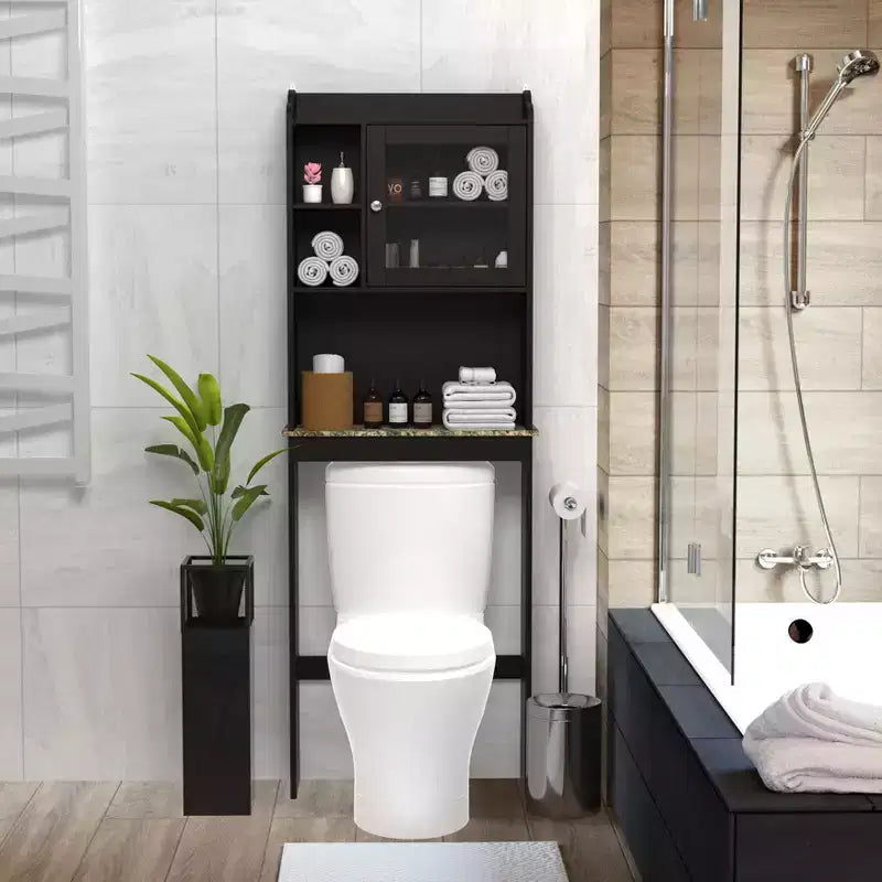 Meuble de rangement WC | 4 niches et étagères réglables, optimise l'espace