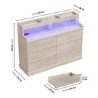 Commode 6 tiroirs en chêne | Lumières LED RGB et station de charge, rangement de chambre