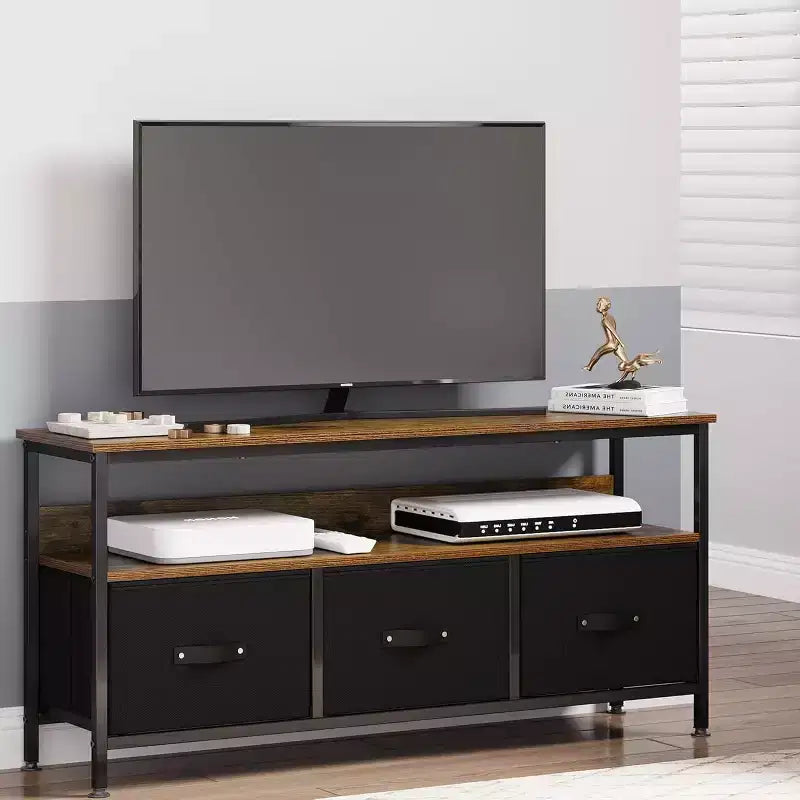 Meuble TV commode 50" | Meuble TV avec tiroirs et étagères pour chambre à coucher