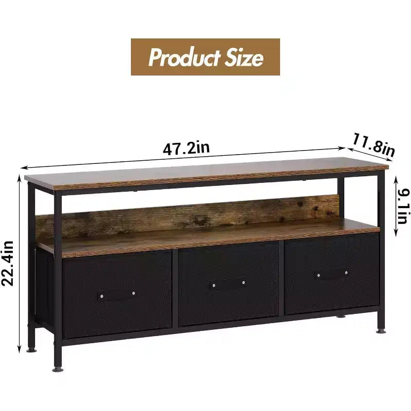 Meuble TV commode 50" | Meuble TV avec tiroirs et étagères pour chambre à coucher