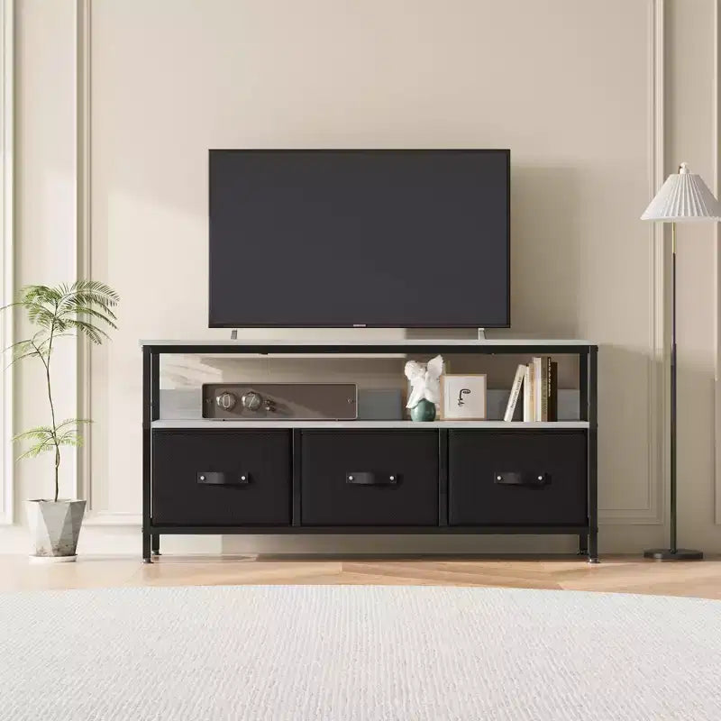 Meuble TV commode 50" | Meuble TV avec tiroirs et étagères pour chambre à coucher