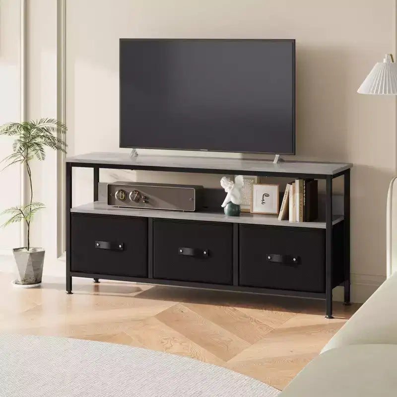Meuble TV commode 50" | Meuble TV avec tiroirs et étagères pour chambre à coucher