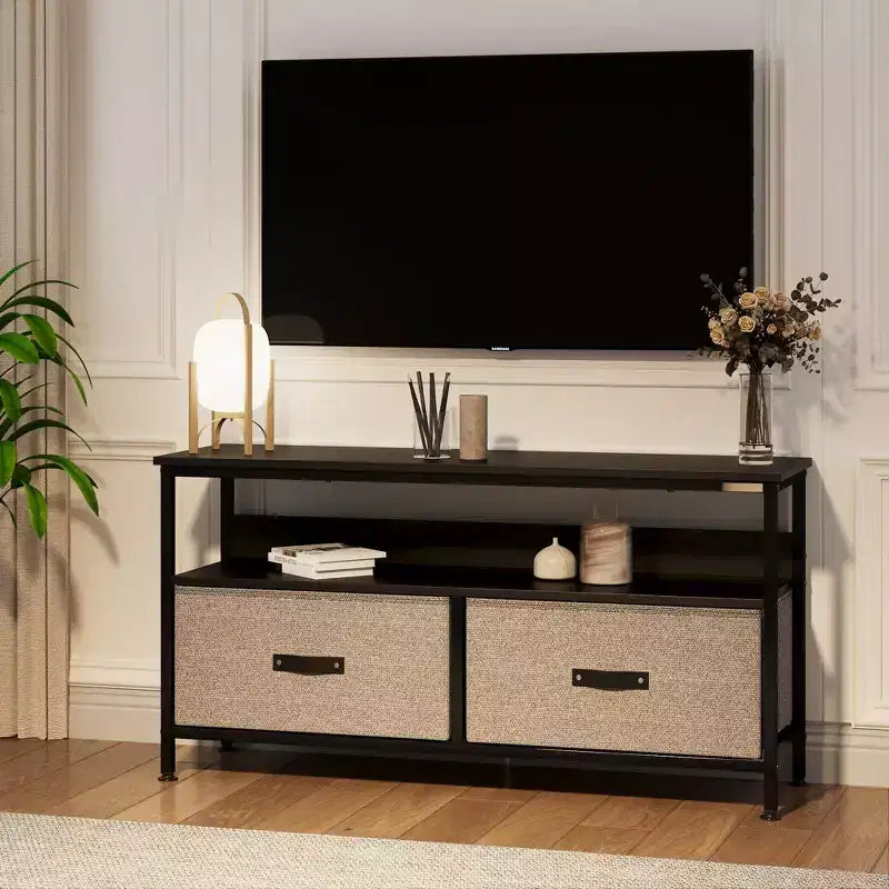 Meuble TV commode 50" | Meuble TV avec tiroirs et étagères pour chambre à coucher