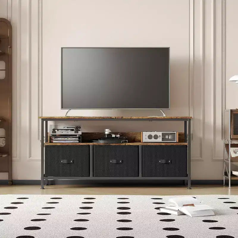 Meuble TV commode 50" | Meuble TV avec tiroirs et étagères pour chambre à coucher