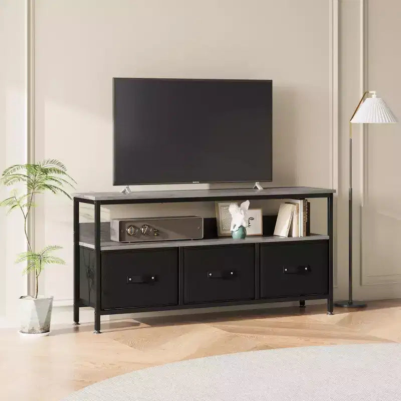 Meuble TV commode 50" | Meuble TV avec tiroirs et étagères pour chambre à coucher