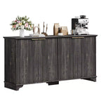 Buffet Bahut Rangement 4 Portes Canelé | Meuble TV & Bar à Café, Étagères Réglables