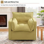 Fauteuil pivotant d'appoint Mid-Century surdimensionné | Fauteuil Club en Lin