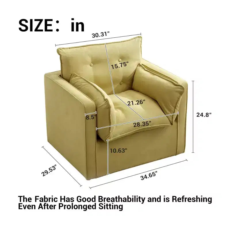 Fauteuil pivotant d'appoint Mid-Century surdimensionné | Fauteuil Club en Lin