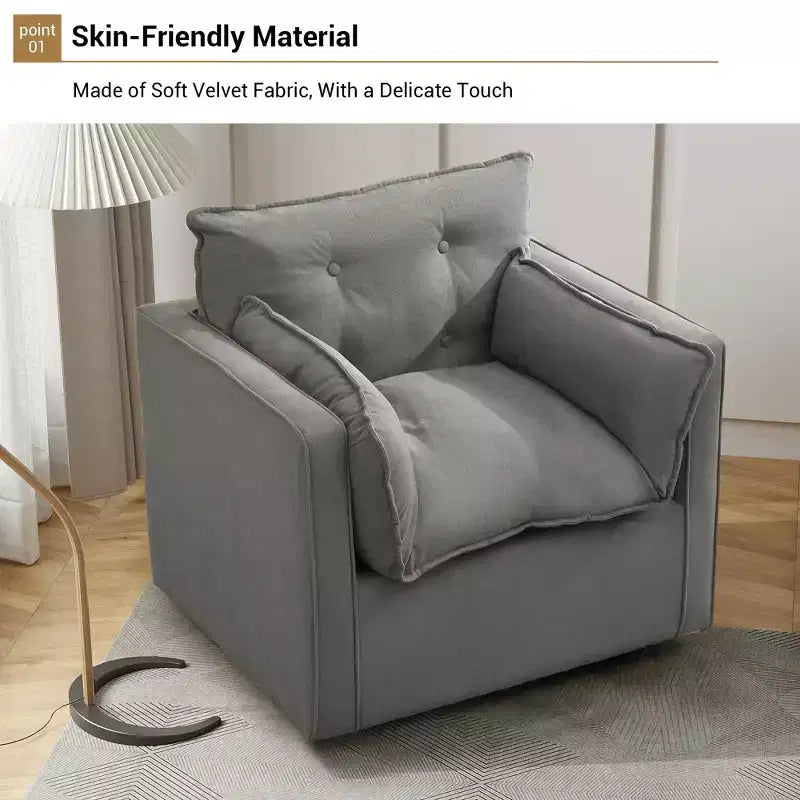 Fauteuil pivotant d'appoint Mid-Century surdimensionné | Fauteuil Club en Lin
