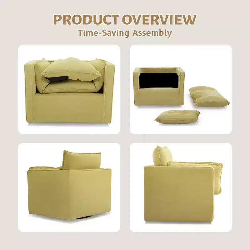 Fauteuil pivotant d'appoint Mid-Century surdimensionné | Fauteuil Club en Lin