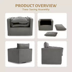 Fauteuil pivotant d'appoint Mid-Century surdimensionné | Fauteuil Club en Lin