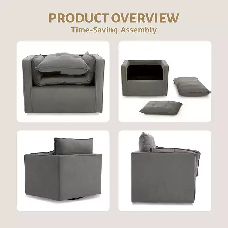 Fauteuil pivotant d'appoint Mid-Century surdimensionné | Fauteuil Club en Lin