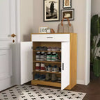 Étagère à chaussures autoportante en bois à 4 niveaux | Tablettes réglables, Meuble de rangement pour chaussures