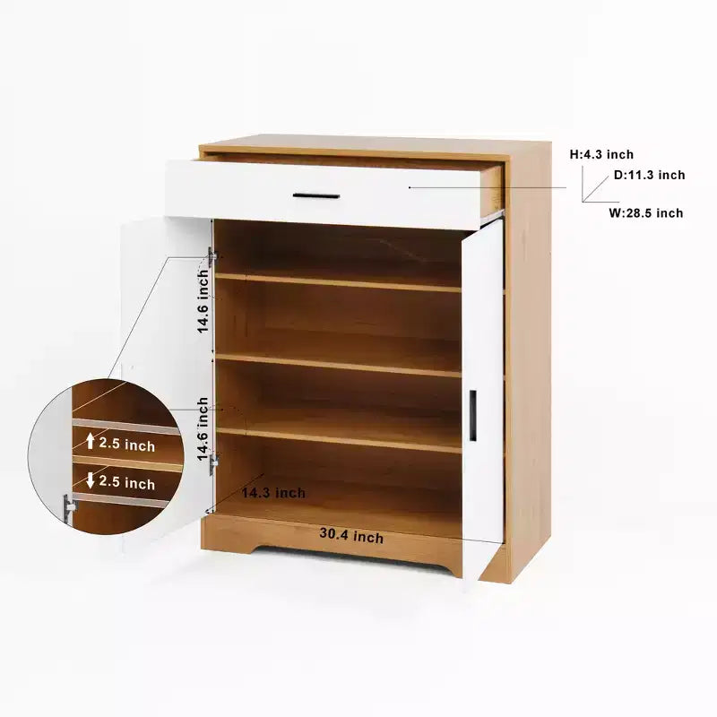 Étagère à chaussures autoportante en bois à 4 niveaux | Tablettes réglables, Meuble de rangement pour chaussures