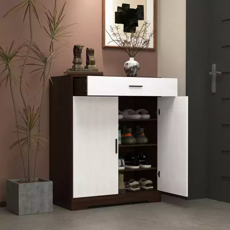 Étagère à chaussures autoportante en bois à 4 niveaux | Tablettes réglables, Meuble de rangement pour chaussures